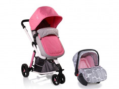 Carucior Copii 3 in 1 Cangaroo Sarah Grey and Pink foto