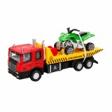 Set camion transportator cu ATV, Maxx Wheels, Rosu, 16 cm