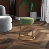 vidaXL Taburet rotund, verde muştar, catifea
