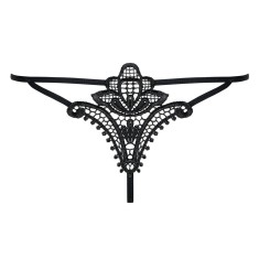 Chilot string cu broderie florala in partea din spate Luiza thong black - L/XL