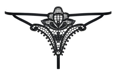 Chilot string cu broderie florala in partea din spate Luiza thong black - L/XL foto