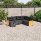 Cumpara ieftin Set canapele de grădină cu perne, 7 piese, negru, poliratan