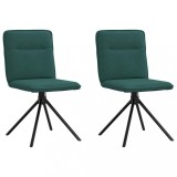 VidaXL Scaune de bucătărie, 2 buc., verde &icirc;nchis, material textil