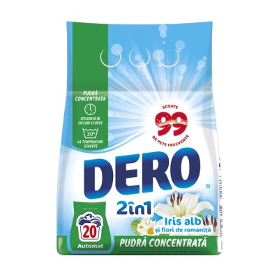 Detergent de rufe, automat, Dero 2 in 1, iris alb + romanita, 1.5 kg, 20 de spalari foto