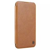 Husa pentru iphone 16 pro - nillkin qin prop leather case - brown