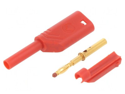 Mufă Banană 2mm 10A 1kV Roșie Aurită foto