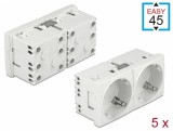 Set 5 prize duble pentru carcasa Easy 45 Alb 45 x 45 mm, Delock 81325