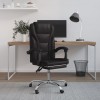 Fotoliu Birou Rabatabil vidaXL, Piele Ecologica Neagra, Inaltime Reglabila, Pivotant 360&deg;, Suport Picioare, 63x56x122cm