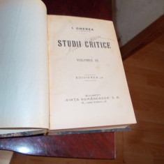 Dobrogeanu -Gherea - Studii Critice vol III -Ed.Viata Romaneasca 1923 Ed. III a