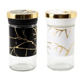 Set 2 recipiente din sticla Pufo Ellegant pentru sare, piper sau condimente, 10 cm- practice si elegante