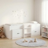 Cumpara ieftin Cadru de pat loft cu sertar cu usa 3 buc. Alb Lemn prelucrat