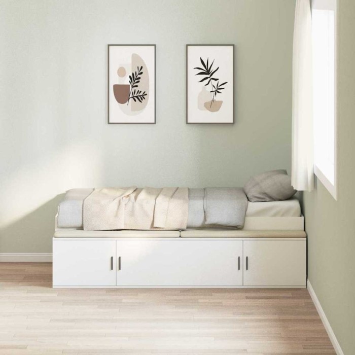 vidaXL Cadru de pat cu depozitare Alb 100 x 200 cm Lemn compozit