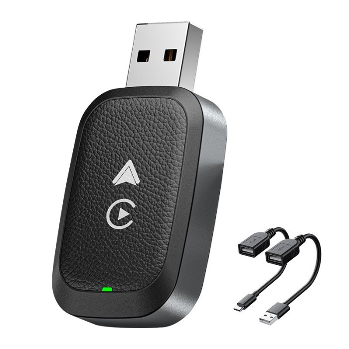 Adaptor wireless CarPlay &amp; Android Auto 2-in-1 ZYTEQ&reg;️ 4101S, iOS 10+ si Android 11+, WiFi 5GHz, Plug-and-Play, control vocal, Bluetooth, negru