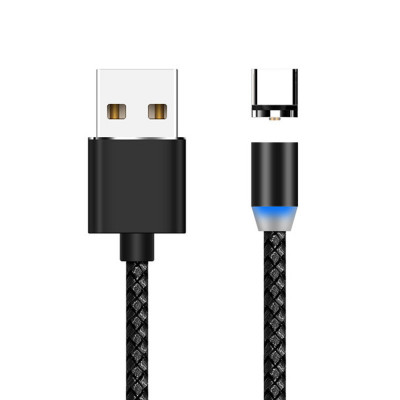 Cablu de incarcare USB - Type C, conector magnetic, cordon impletit, 1m foto
