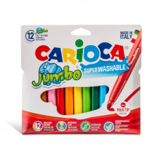 Carioca Jumbo super lavabila varf rotund Set 12 culori diferite. foto