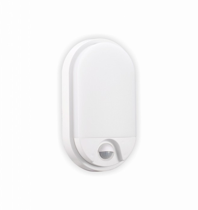 Lampa de exterior 15W 1100lm 4000K alba, ovala cu senzor de miscare lumina naturala 230V IP54