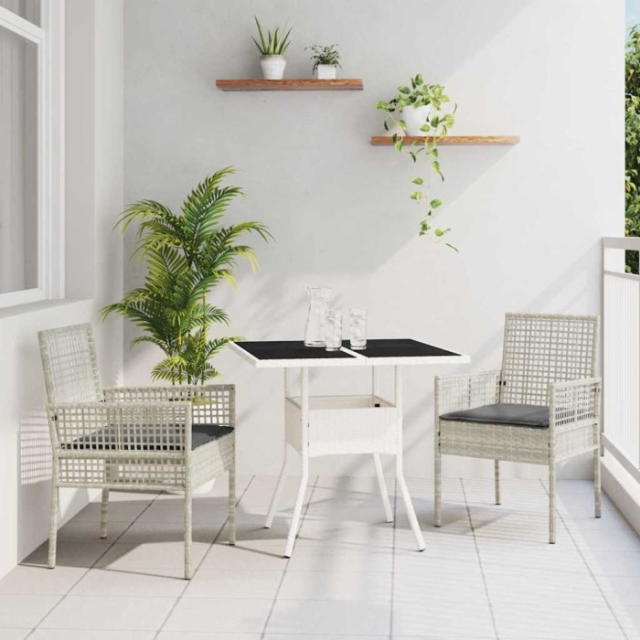 vidaXL Set de masă pentru grădină 3 pcs Gri Rattan poli