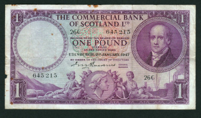 Scotia 1 Pound The Commercial Bank of Scotland s645215 1947 foto