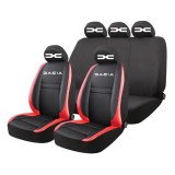 Set Huse Scaune Universale HLX5 Compatibile cu Dacia Nou &ndash; Negru/Rosu