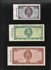 Set Burma 1 + 5 + 10 kyats 1965 foto