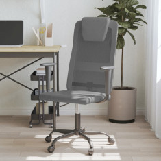 vidaXL Scaun birou reglabil în înălțime, gri, piele artificială/plasă