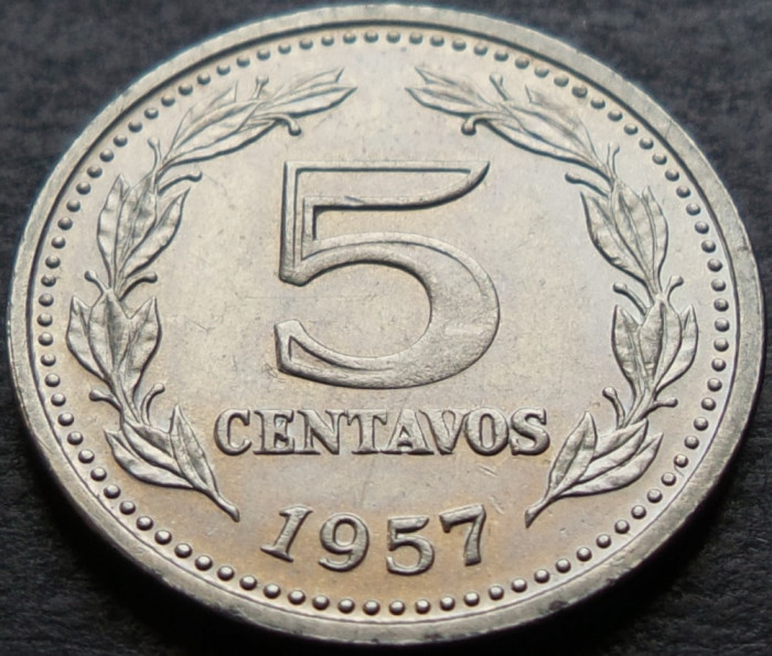 Moneda exotica 5 CENTAVOS - ARGENTINA, anul 1957 * cod 2940 A