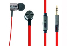 CASTI Gembird, &amp;quot;London&amp;quot;, cu fir, intraauriculare, pt smartphone, microfon pe fir, conectare prin Jack 3.5 mm, rosu / argintiu, &amp;quot;MHS-EP-LHR&amp;quot;, (timbru v foto