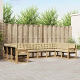 vidaXL Set de canapele de exterior cu pernă 10 pcs Alb și Bej 3389903