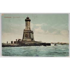 CONSTANTA , FARUL REGELE CAROL I , INCONJURAT DE TURISTI , CARTE POSTALA , 1912