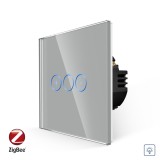 Cumpara ieftin Intrerupator touch cu variator din sticla Luxion Zigbee, gri