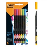Set Fineliner BIC Intensity, 6 Bucăți, Culori Multicolor