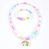 Set colier si bratara cu margele colorate