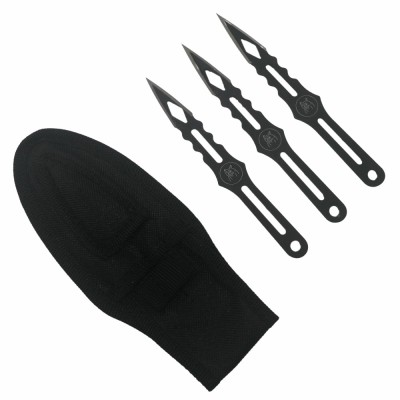 Set trei cutite de aruncat, Black Cat, otel inoxidabil, 13.5 cm, teaca inclusa foto
