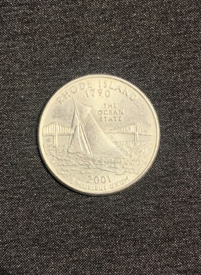 Moneda jubiliară quarter dollar 2001 Rhode Island foto