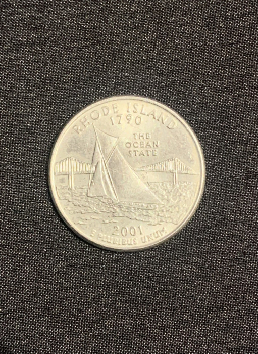 Moneda jubiliară quarter dollar 2001 Rhode Island