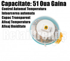 Incubator Clocitoare 51 Oua Ou Pui Gaina Intoarcere Automata Temp Umid foto