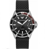 Ceas de m&acirc;nă pentru bărbați Emporio Armani Diver 43mm cu baterie și curea de cauciuc neagră AR11341