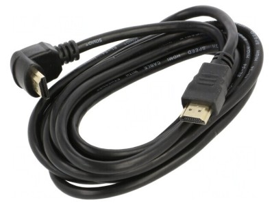 Cablu HDMI 2.0 3m Negru 90&amp;deg; foto