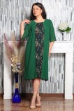 Cumpara ieftin Rochie Ocazie Verde Floral Yves, Marimea 46, Eleganta, Tull Brodat, Lungime 108cm