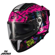 Casca integrala pentru scuter - motocicleta Axxis Hawk Evo SV Sketchbook B8 roz (fuchsia) lucios (ochelari soare integrati) &ndash; tip viziera: MT-V-31 Ro