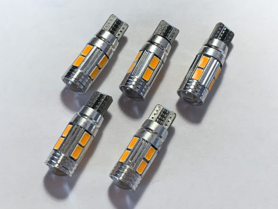 Led auto T10, W5W, 10 SMD-uri 5630, cu lupa, CANBUS (fara eroare bec ars) GALBEN foto