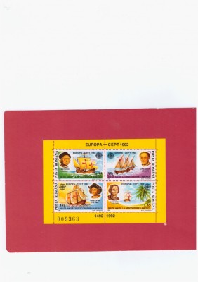 ROMANIA 1992-LP 1282-EUROPA CEPT-500 ani descoperirea Americii-bloc nestampilat foto