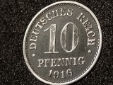 10 pfennig 1916 G (in capsula), patina, impecabila, Europa
