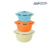 Set 3 Caserole Termice Heinner Belly Beige, 2L+4L+6L, Inox/Plastic, Rotunde, M&acirc;ncare Caldă/Rece