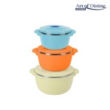 Set 3 Caserole Termice Heinner Belly Beige, 2L+4L+6L, Inox/Plastic, Rotunde, M&acirc;ncare Caldă/Rece