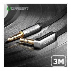 Cablu audio Premium de 3.5mm ultra plat unghi 90 grade-Lungime 3 Metri-Culoare Negru