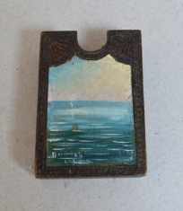 Caseta de lemn pentru carti de joc suvenir Budachi Cordon 1939