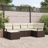 VidaXL Set canapea grădină 6 piese, perne, rattan poliesteric maro