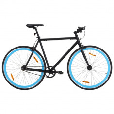 vidaXL Bicicletă cu angrenaj fix, negru și albastru, 700c, 51 cm