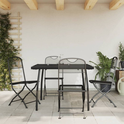 vidaXL Set de masă pentru grădină, 5 piese, plasă metalică antracit foto